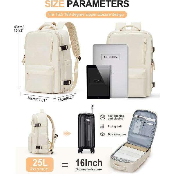 Large Travel Backpack Women, Carry On Backpack,Hiking Backpack Waterproof Outdoor Sports Rucksack Casual Daypack Fit