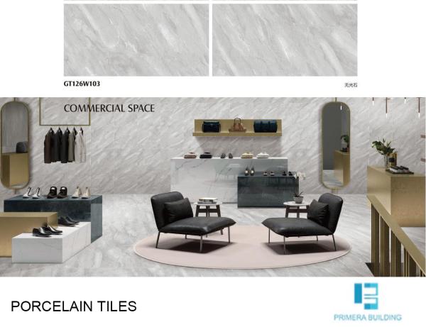 600x1200mm Full Body Porcelain Tiles Grey Brown Terrazzo 35N/mm2