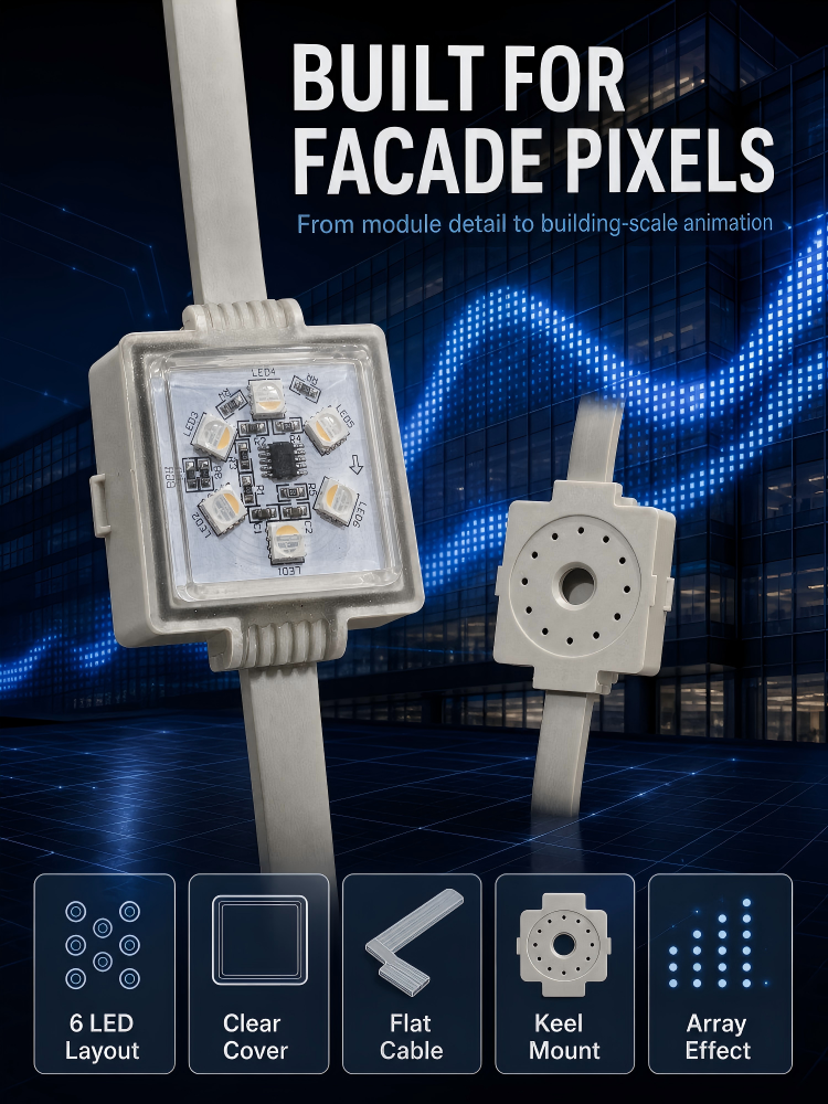 Addressable LED Digital Point Light Source RGB Facade Media Pixel Light