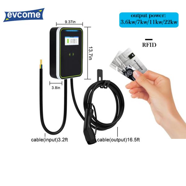 EV-HW Electric Car Wallbox Charger Gun Line With Screen 7KW