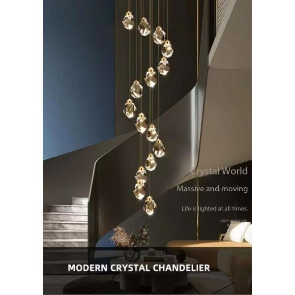 Hôtel Escalier Intérieur Luxe Moderne Chandelier de cristal Pendant Lumière avec LED Lampe de plafond Lampe de taille 130*110mm
