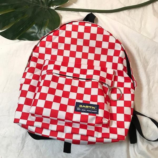 2018 new hip-hop fashion checkerboard circle label campus backpack for high school students