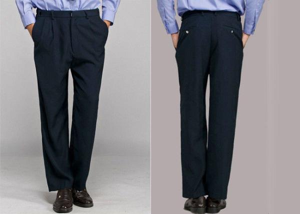Women / Men Black Security Uniform Pants Wrapped Cuffs With Rubberized Waistband