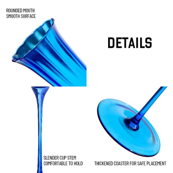 230ml Sapphire Blue Crystal Wine Glasses (Set of 7) Lead-Free Retro Goblets for Weddings