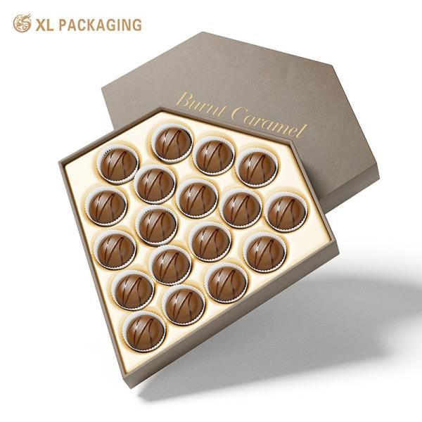 Custom Diamond-Shaped 18Pcs Chocolate Box with Luxury Gold Food Tray for Premium Chocolate Packaging