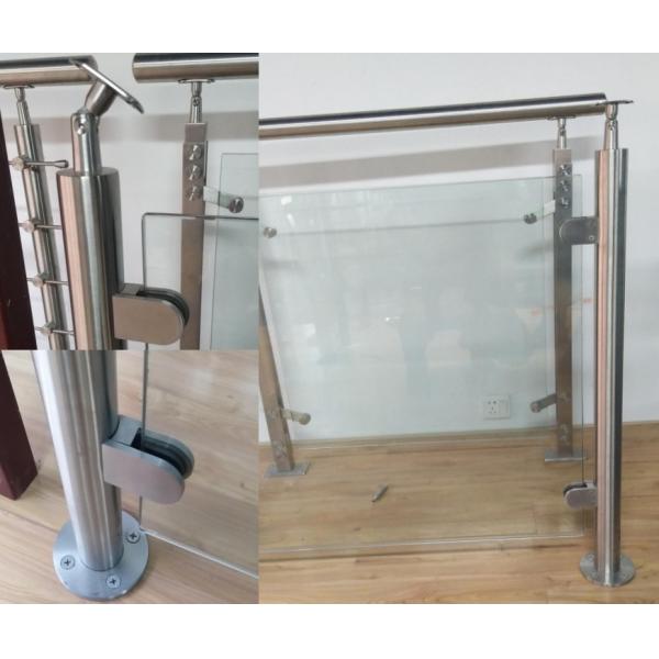 Exterior Stainless Steel And Glass Railing Systems , Steel Railing With Glass Designs For Balcony