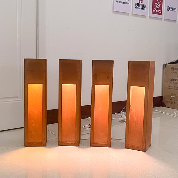 Light Up Garden Led Bollard Light Electricity Or Solar Corten Steel