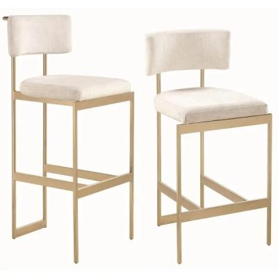 Modern brushed brass gold stainless steel frame bar stool high counter bar chair