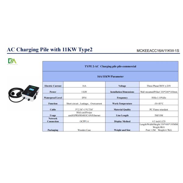 Electric Vehicle Safety Charging Pile AC GBT Plug 32A 16A LCD Screen Strong Safety Electric Vehicle Charger