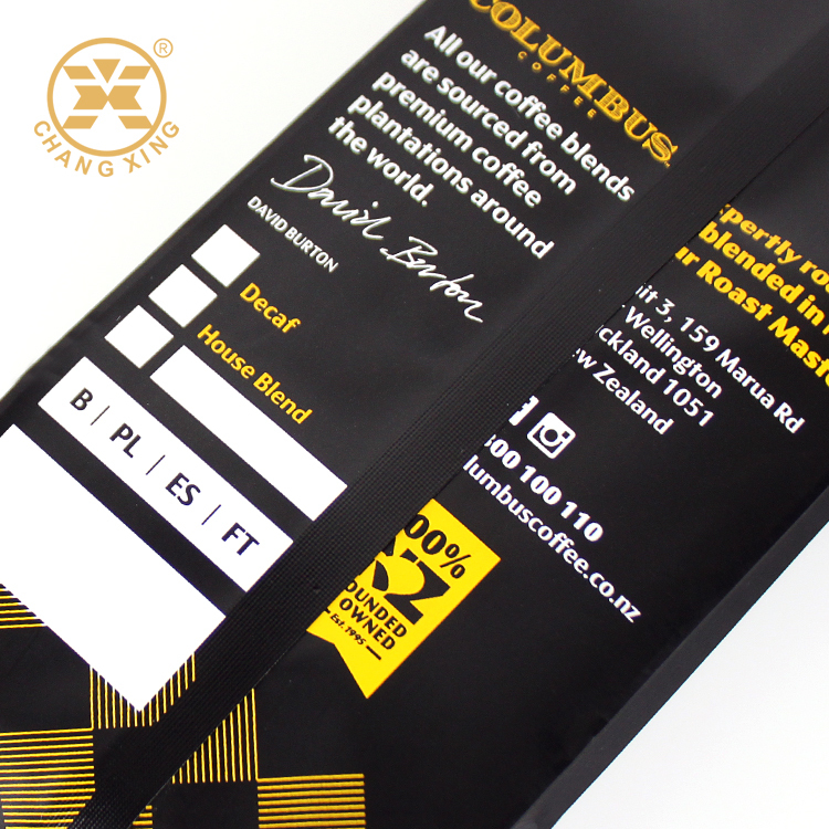 Custom 500g Capacity Stand Up Pouch Coffee Packaging Bags with Resealable Zipper and One-Way Degassing Valve