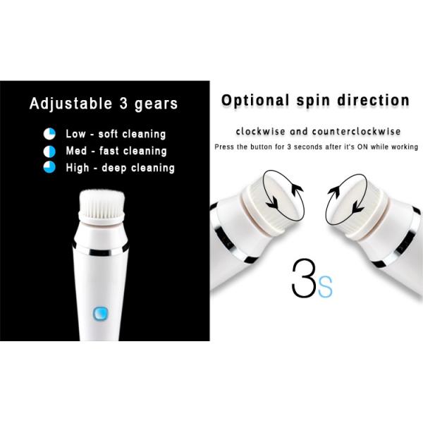 3 In 1 Rotating Rechargeable Facial Cleansing Brush 3 - 4 Hrs Charging Time