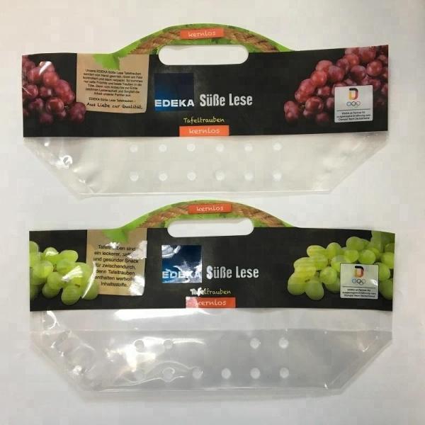 Eco Reusable Fresh Fruit Bags Micro Perforated Packing Plastic Material Flat Bottom