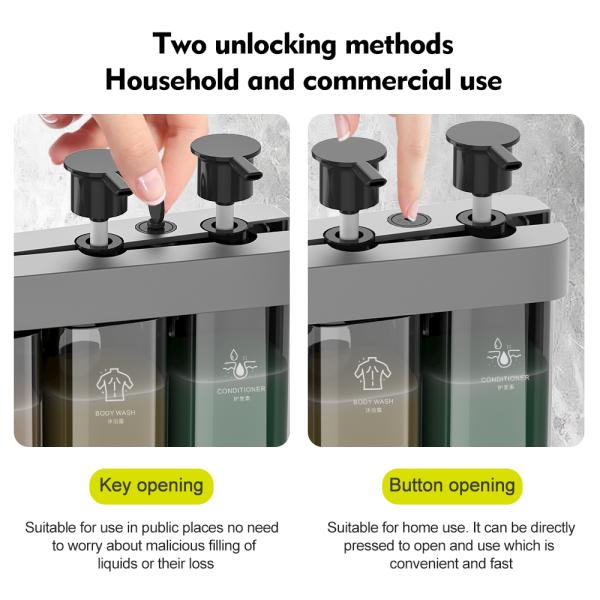 ABS Plastic Wall Mounted Manual Triple Bottle Soap Dispenser with 500ml Capacity for Hotel and Home Bathroom