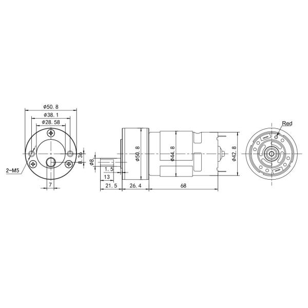 Large Torque 75dB 42mm 12V DC Brush Motor with IE 1 Efficiency and Rotation Direction