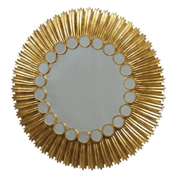 Metal Frame Sunflower Round Wall Mirror 24 X 36 Antique Gold For Dressing Room