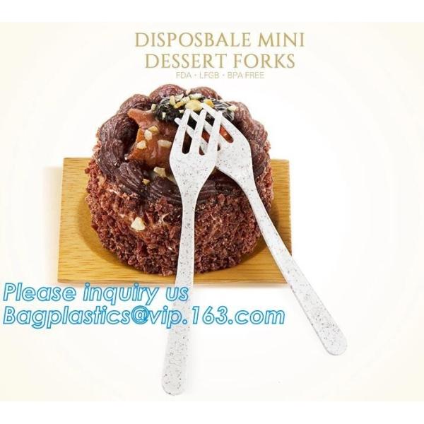 Disposable mini sessert forks, wheat straw sauce dish,corn starch tableware 7 inch biodegradable disposable plate packag
