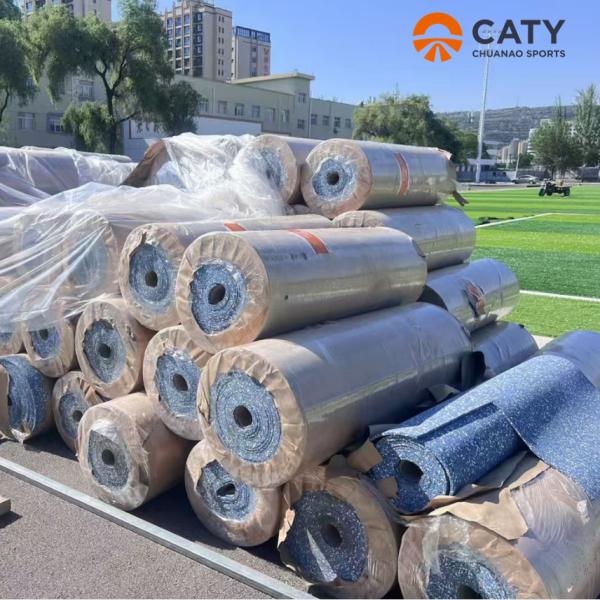 Rollo de caucho reciclado de 14 mm de instalación rápida para pistas de atletismo al aire libre