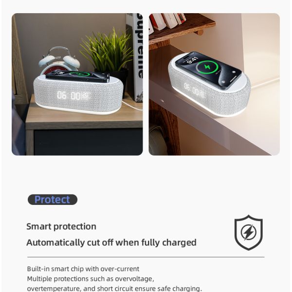 6 In 1 Wireless Phone Charger Bedside Wireless Charging Stand With Desk RGB Night Lamp