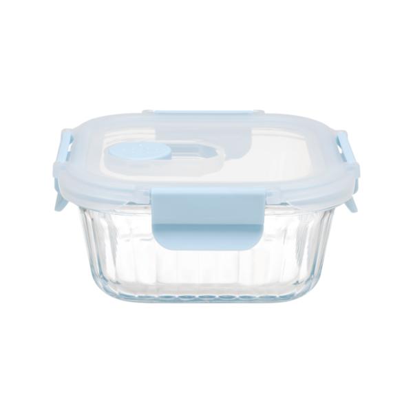 Stain Resistant Striped Glass Food Container With Vented Cool Lock PP Lid
