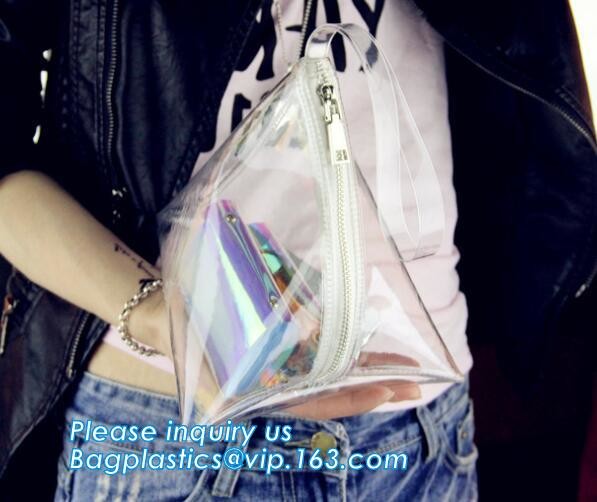 PVC Women Hologram Bag Hand Clutches Small Chain Ladies Transparent Laser Handbag, DIY Transparent Clutch Tote Bag