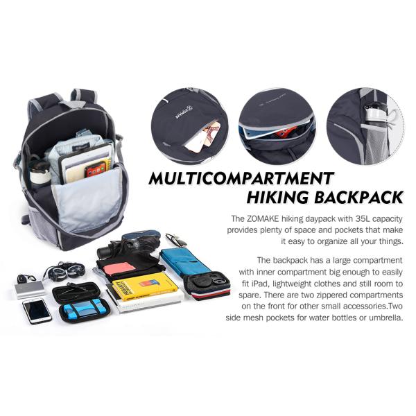 Lightweight Outdoor Hiking Backpack Water Resistant 35l Travel Backpack