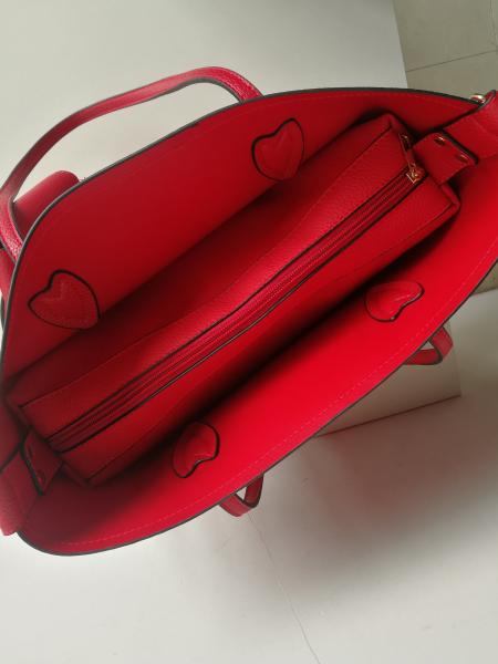 Fashion ladies handbag shoulder bag red colour with small purse onside for women