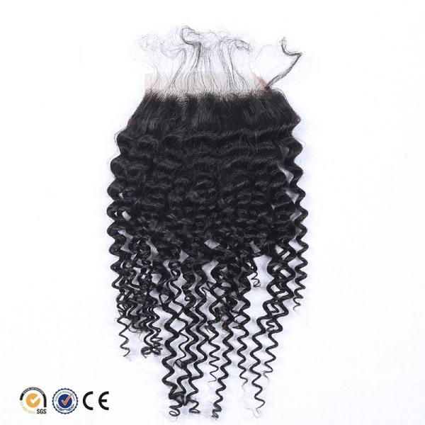 4x4 Size Swiss Lace Malaysian Kinky Curly Closure One Donor Virgin Curly Hair