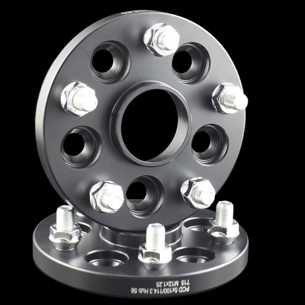 5x130/84.1 to 5x112/66.6 Forged Aluminum Billet Hubcentric Wheel Adapters Anodized Black Finish