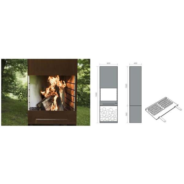Плита на открытом воздухе деревянного горящего прямоугольного камина Corten столбца стального варя