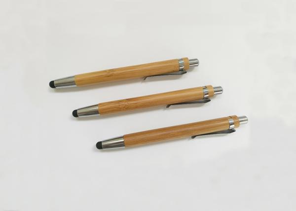 Recycled Bamboo Touch Pen with metal click and customized logo or silk printing for promotion