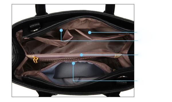 Cotton Lining Women's Tote Leather Handbags Separate Compartments For Storage