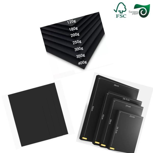 200gsm 230gsm Thick Sturdy Black Cardboard For Wrapping Boxes Ivory Board Paper