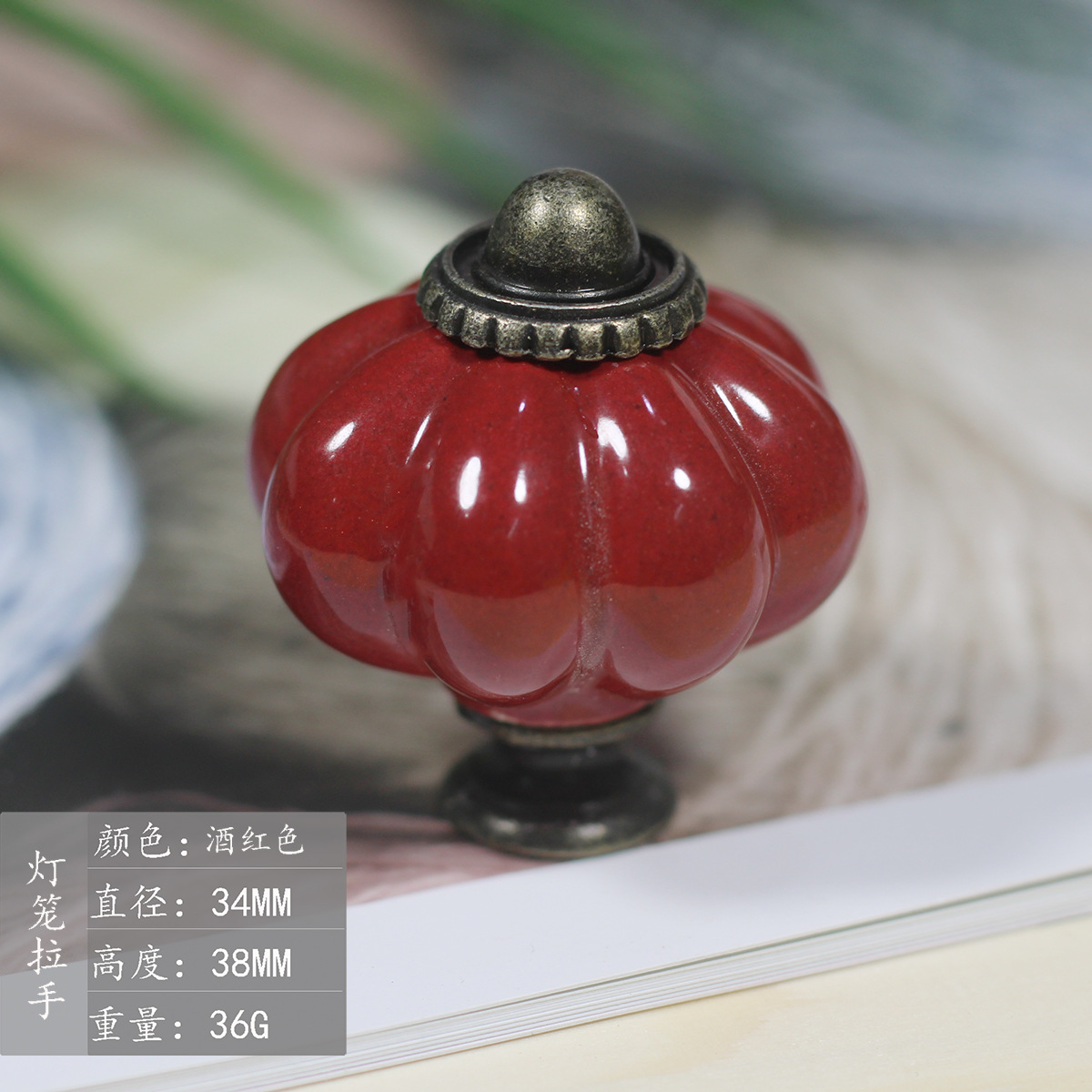 Pumpkin Ceramic Handle Knob Bohemian Style Cartoon Kitchen Bedroom Bathroom Wardrobe Dresser Cabinet Drawer Door Handle