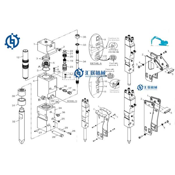 EB85 Hydraulic Breaker Excavator Attachment Road Construction Demolition Hammer SB45 Soosan