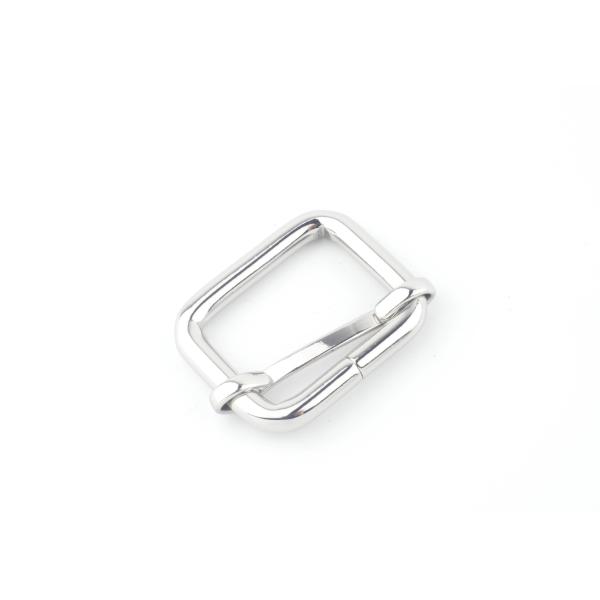 Fashion Style Belt Buckle Hardware , Shiny Silver Center Bar Belt Buckles