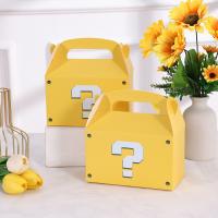 Boîte cadeau en papier pliable personnalisée marque-question jaune