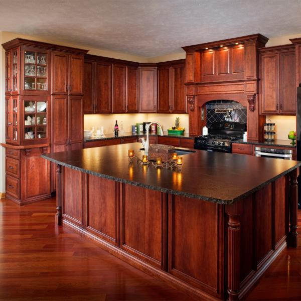 Hot Sale Luxury Designs Cherry Wood Cabinets Cupboard Set Kitchen Furniture
