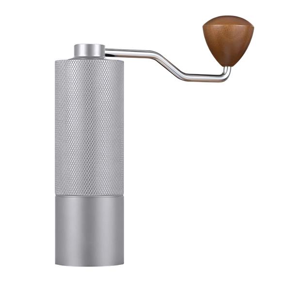 Acrylic Cafe Coffee Grinder with Modern Stainless Steel Design and Wood Handle