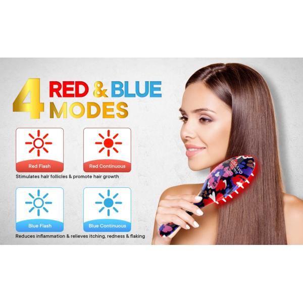 650nm Rouge LED Coiffure de croissance des cheveux EMS Massage électrique Brosse à cheveux 450mAh 3.7V batterie