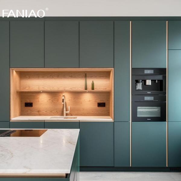 Современный горячее продажа стиль зеленый меламин на заказ размер кухонный набор Кухонные шкафы с раковиной