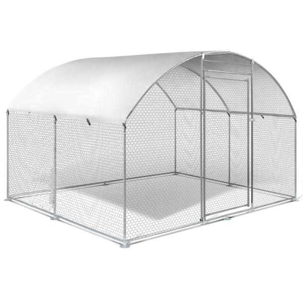 Large Chicken Coop Walk-In Metal Poultry Cage House Rabbit Habitat Cage Spire Chicken Cage With Waterproof Cover White