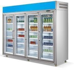 Stainless Steel 4 Doors Drinks Supermarket Showcase H2120mm