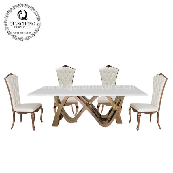 78inch pés de aço inoxidável do metal de Seater da mesa de jantar de mármore luxuosa 8