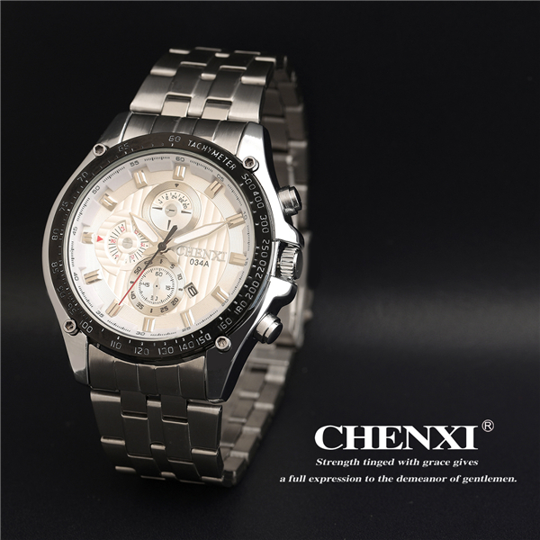 CHENXI Kinpac Watches Fashion Accessories Black White Stainless Steel Mens Quartz Watches