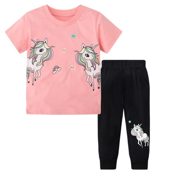 two piece Spring Children's Clothing Short Sleeved T-Shirt Trousers Sets