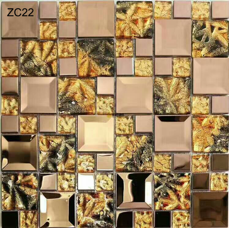 Wear-resistant and Firebrick Luxury Glass and Metal Wall Swimming Pool Mosaics For Renovation and Project
