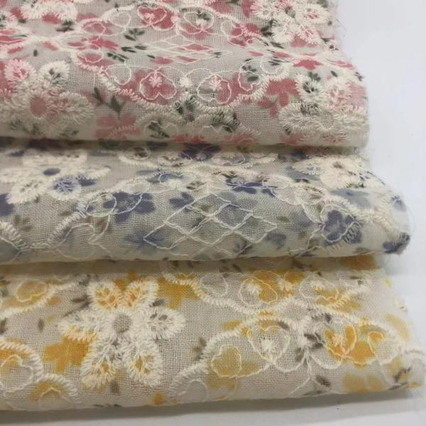 Printed Cotton Embroidery Fabric Textile Various Yarn Count Eco Friendly M04-LK011