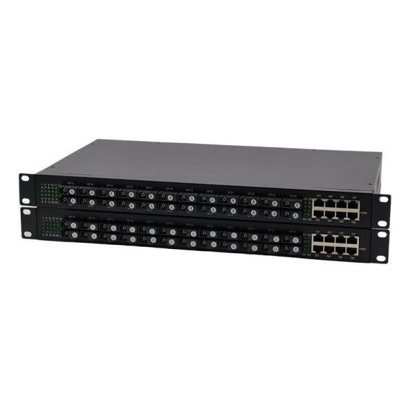 Ethernet Fiber Optical Switch Gigabit 24 SC Fiber + 8 RJ45 Rackmount 1U