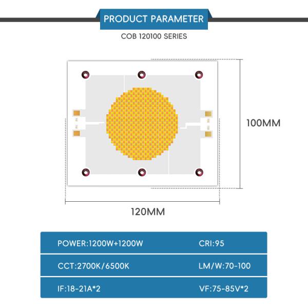Puissance élevée COB LED Chip 1200W Bi couleur 2800k 6500k LED COB Chip pour lampe photographique
