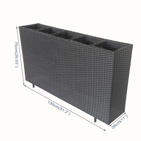 Metal Frame Poly Rattan Decorative Flower Planters Stand Garden Green Plant Flower Pots